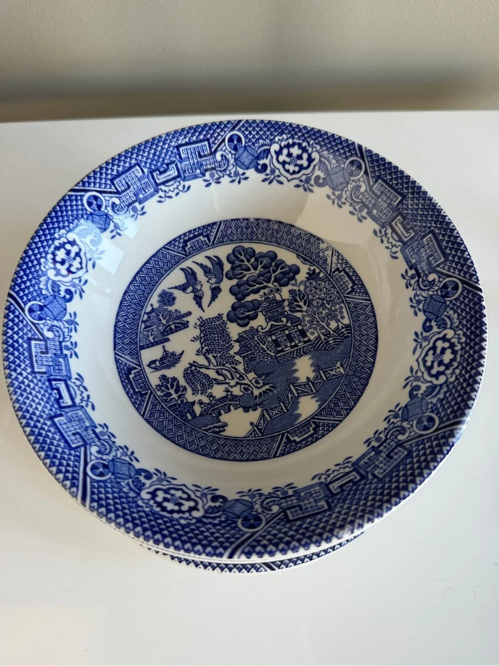 Blue and White Willow Ceramic Serving Bowls - Set of 4 with 2 Plates WOODS WARE